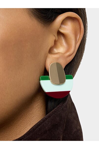 PARFOIS Çizgili Yarım Daire Küpe