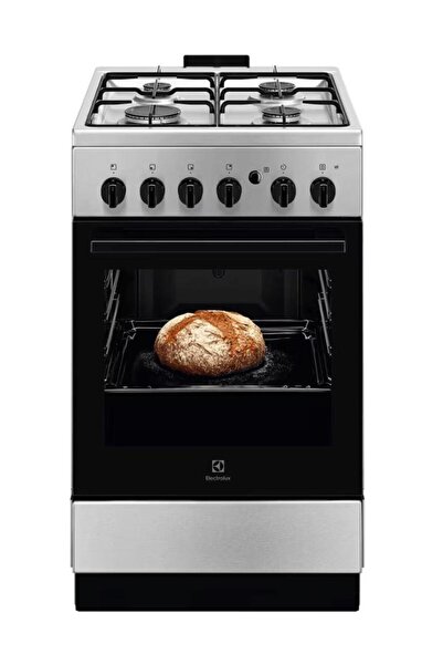 Electrolux Aragaz LKG504012X pe gaz, 4 arzătoare, grill, 50x60 cm, inox/negru