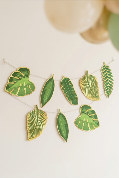 Bunloon Tropical Leaf Banner Party Decoration Green Leaf Decor 165X20 cm