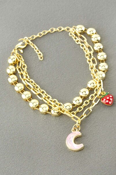 Bijuteri Net Crescent Strawberry Chain Bracelet
