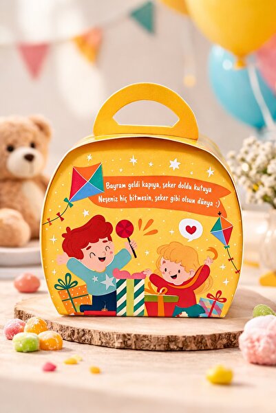 MSticker Bayramlık Hediye Kutusu, Çocuklar için 10 lu Bayram Şekerleme Toka H...