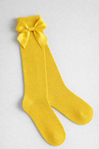 Nacar Kız Çocuk Fiyonklu Kurdeleli Diz Altı Gösteri Çorabı
