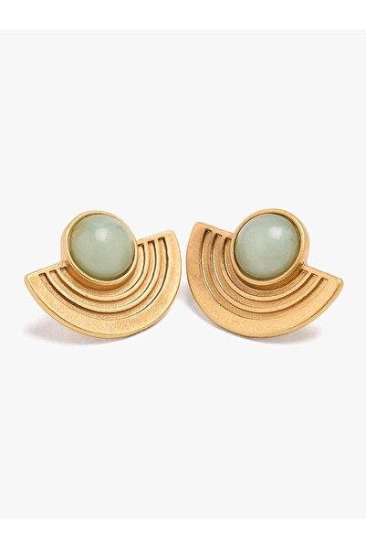 PARFOIS Taş Efektli Detaylı Fan Küpe