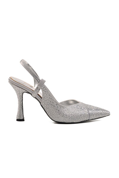 Aspor Silver Thin Heeled Women's Evening Dress Shoes