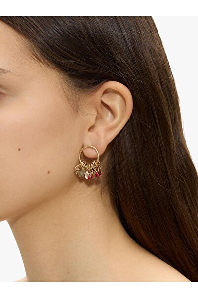 PARFOIS Madalya ve Boncuklu Halka Küpe