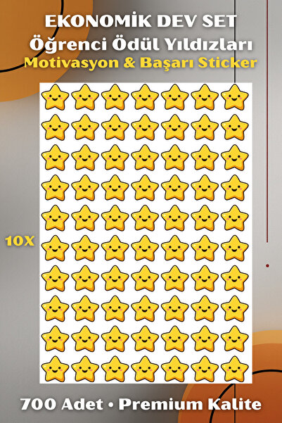 Hanelia Art (EKONOMİK DEV SET) - Öğrenci Ödül Yıldızları | 700 Adet Motivasyo...
