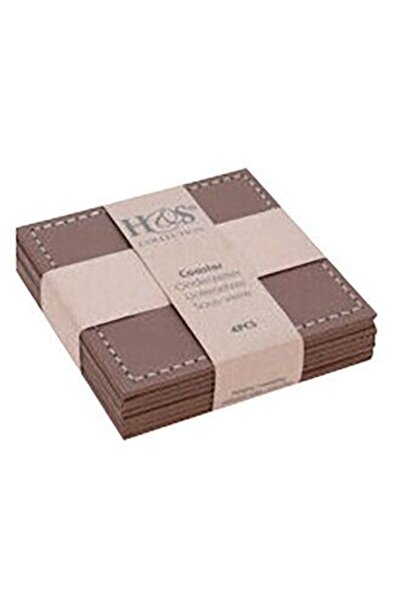 Koopman 2 Pieces of Leather Coasters, Set of 4, 10 cm