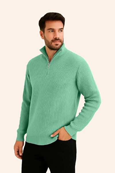 Generic Brand Men's Half-Zip Knitwear Sweater Thessaloniki Knit Stand Collar ...