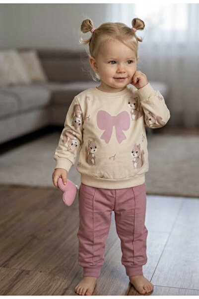 Laura Baby Sincap Desenli Kız Bebek Çocuk Alt Üst Eşofman Takımı