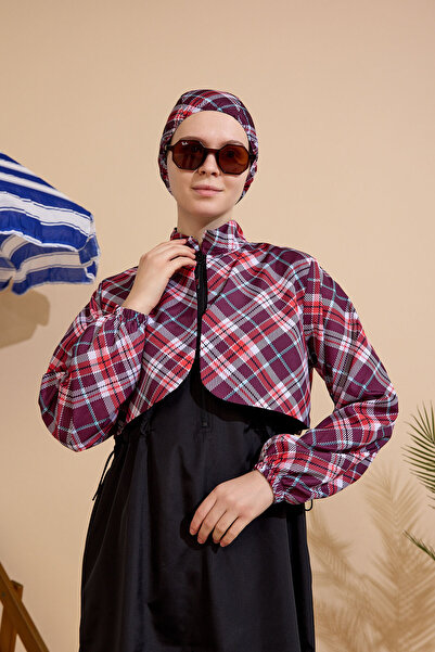 GAVLİA Women's Hijab Swimsuit Set of 4 - Half Zipper Closure..