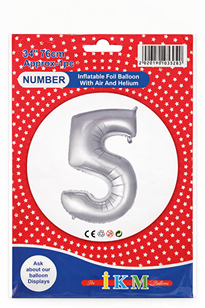 ikm benko Foil Balloon 5 Years Old Silver Foil Balloon 76cm