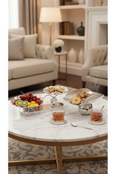 Generic طقم أطباق حلويات وفواكه تقديم ديكور فاخر – لمسة أنيقة لطاولة الضيافة