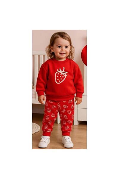 Kids ÇİLEK DETAYLI KIZ BEBEK VE ÇOCUK 2Lİ TAKIM