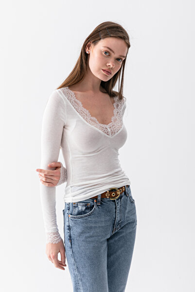 Wega Moda Γυναικεία μπλούζα Διαφανές Δαντέλα li Κασμίρ – Διαφανής, καθημερινή...