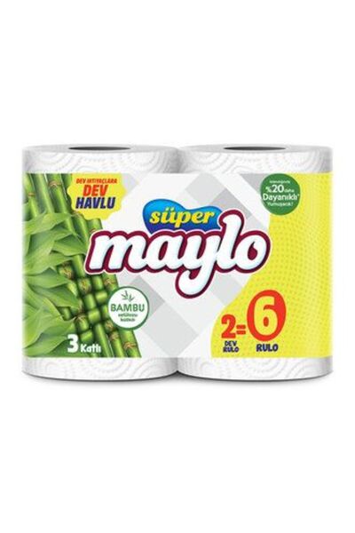 Maylo 4 قطع منشفة عملاقة سوبر بامبو ك بوشاح 2=6 رول