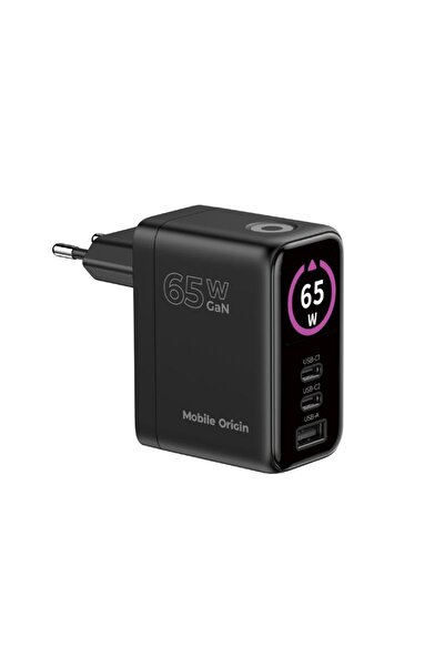 Mobile Origin Încărcător de perete GaN de 65 W, 2x USB-C + USB-A, ecran TFT, ...