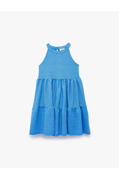 Koton Embroidered Layered Sleeveless Halter Neck Dress