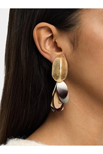 PARFOIS Yaprakları Olan Maxi Oval Küpe