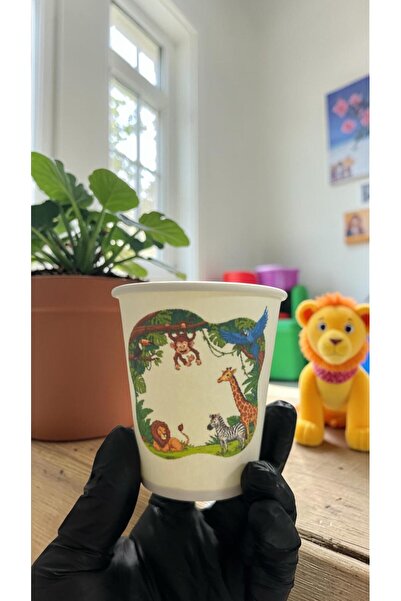 SBStrend Hayvan-Orman-Amazon-Zoo Doğumgünü Parti temalı Tek kullanımlık 7 Oz 50 Adet Karton Bardak