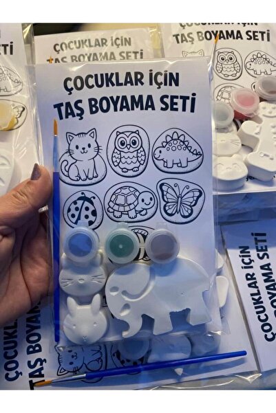 READesign Çocuklar için taş boyama seti- boyama seti- 3 renk 1 fırça 1 büyük ...