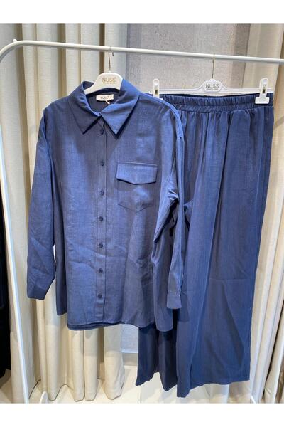 Nuss 1063 Tek Cep Kapak Detaylı Pantolonlu Takım İndigo