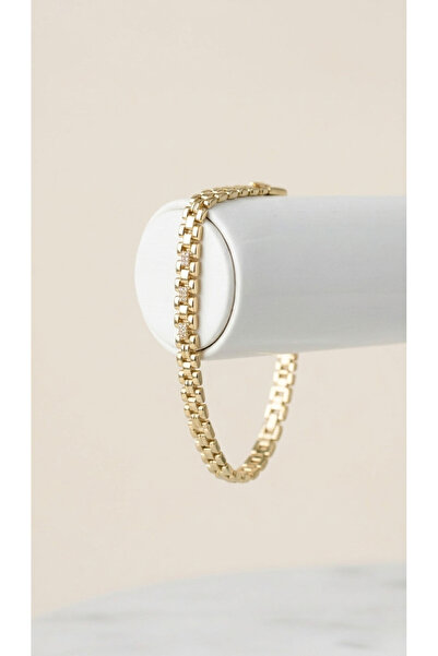 Lune Design Gold Color Zircon Stone Adjustable Steel Chain Bracelet
