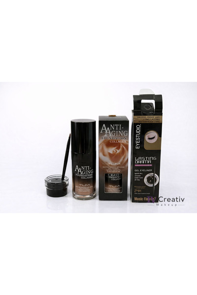 TLM Set machiaj – Fond de Ten Anti-Aging Collagen + Gel Eyeliner Music Flower...