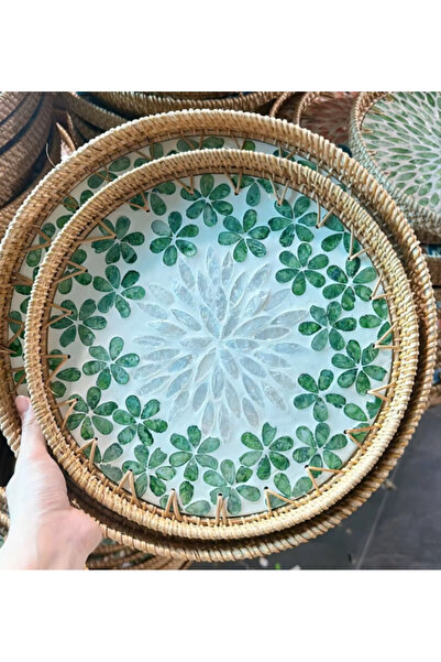 Renesse Home Giza Handmade Rattan Tray 30 cm – Natural Wicker Presentation Tr...