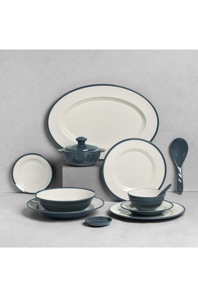 Generic MN Premium Melamine Dinner Set 57 Piece Service for 6 with Colored Ed...