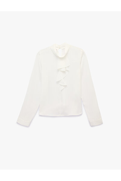 Koton Ruffled Collar Buttoned Back Long Sleeve Blouse