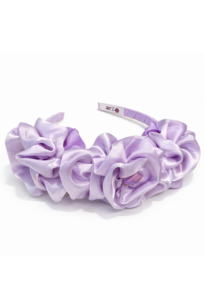 Lika Zeyna Satin Big Rose Stone Crown Lilac Purple X