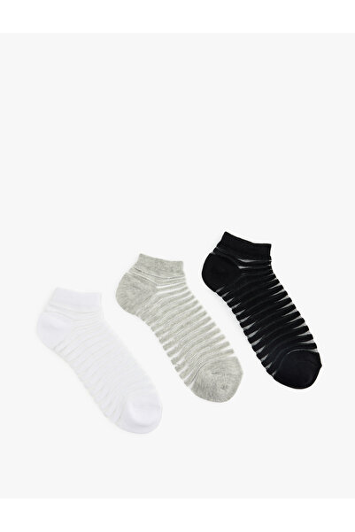 Koton Ριγέ Με λεπτομέρεια από τούλι Σετ με 3 κάλτσες μποτάκια