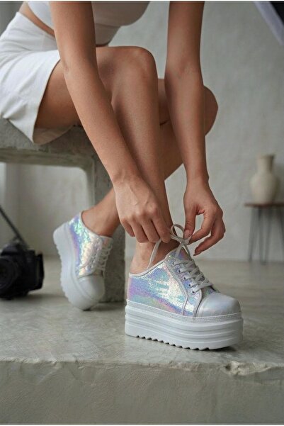 Modanizm Silvera Gümüş Dolgu Topuklu Terlik