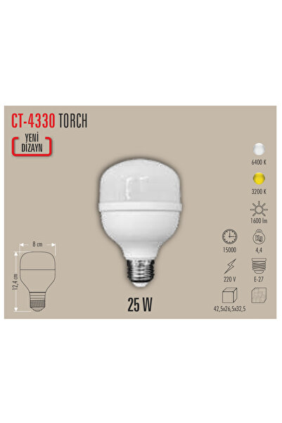 Cata CT-4330 TORCH LED AMPUL BEYAZ IŞIK 6400K 25W