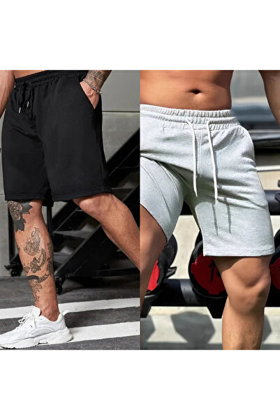 KİMSE GÖRMEDEN Sport Shorts Comfortable Fit Unisex 2-Pack 2Pcs Yan Pocketed