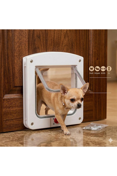 Tasma Market 4 Yönlü Kilitleme Sistemli Kedi Kapısı ve Küçük Köpek Kapısı - 7...