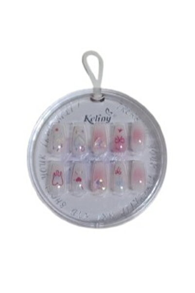 ibeauty KELINY FAKE NAILS HEART AND PETAL SPARKLE 12PCS
