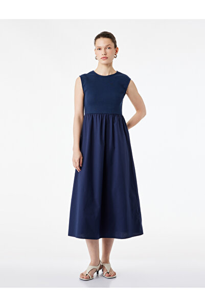 Koton Rochie maxi fără mâneci B guler rotund cu utilizarea a două țesături di...