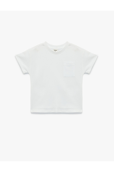 Koton Cotton Lu Pocketed Short Sleeve Crew Neck Basic T-Shirt