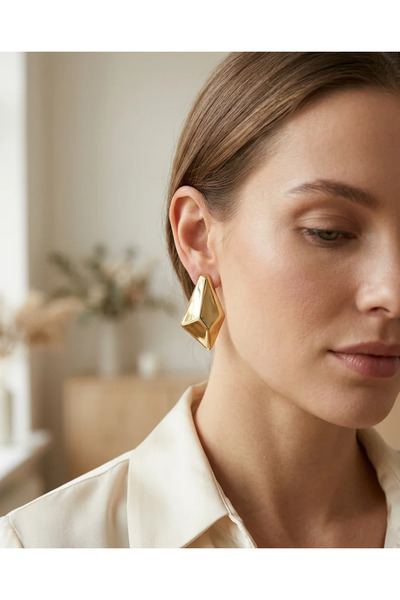 Dorvina Brass Women's Earrings Gold Color Geometric Model Zr Brand Equivalent...