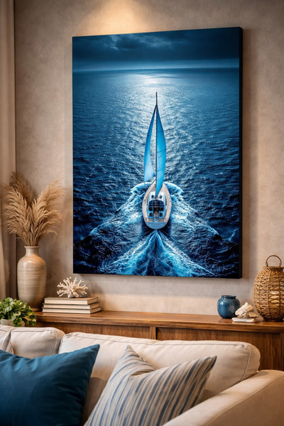 EvimeTablo Yelkenli Deniz Manzarası Kanvas Tablo – Modern Deniz Temalı Salon ...