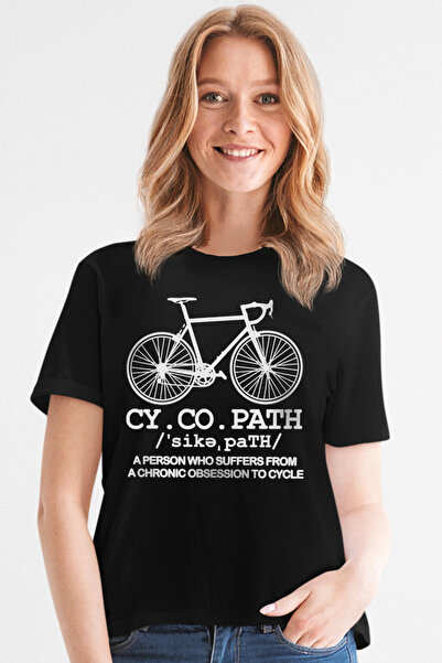 ROCKANDROLL Tricou negru cu mânecă scurtă pentru femei, Bicycle Patient