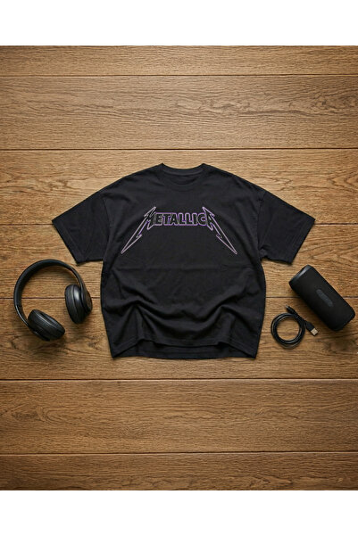STİL-X Metallıca Baskılı Unisex %100 Pamuklu Oversize T-shirt
