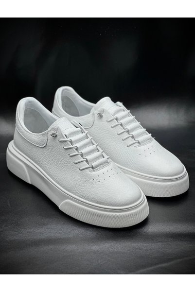 Derify Genuine Leather White Men's Casual Shoes – Orthopedic , Ultra Comfortable, Smart Lacing, Daily Wear Sneakers
