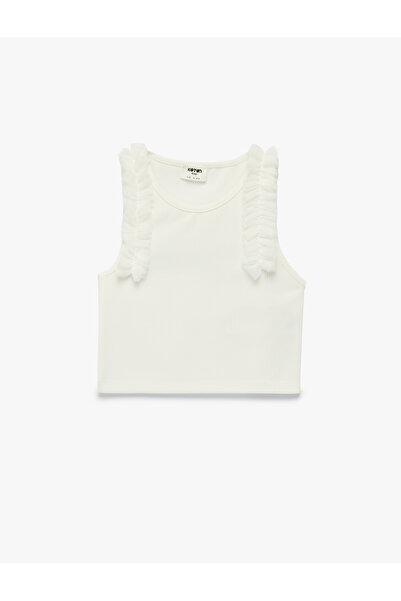 Koton Ruffle Detail Sleeveless Crew Neck Cropped Athlete