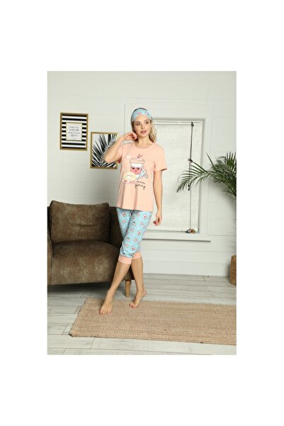 BOYRAZ Women's Cotton Pajamas - Set with T-Shirt and 3/4 Pants with Cuff and ...