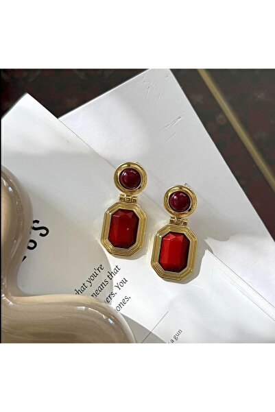 Alice İsstanbul Burgundy Camelia Earrings