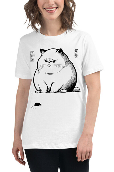 ROCKANDROLL pisică Tricou alb cu mânecă scurtă Mouse pentru femei