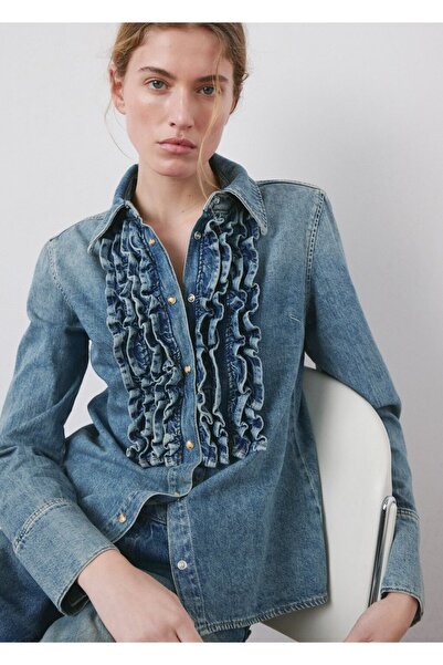 MANGO Woman Volanlı denim gömlek