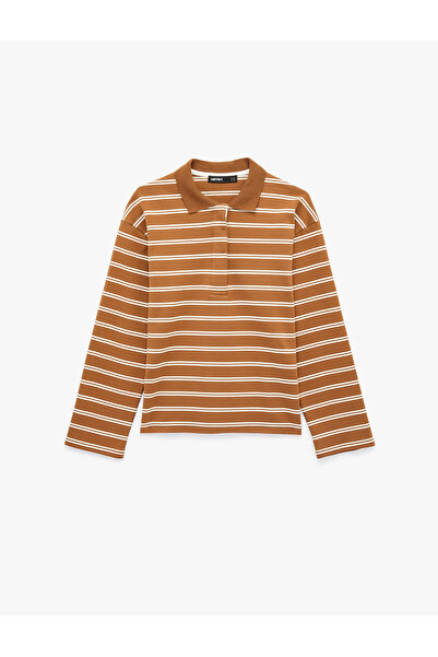 Koton bumbac piese Hanorac cu mânecă lungă, cu nasturi și guler polo cu dungi...